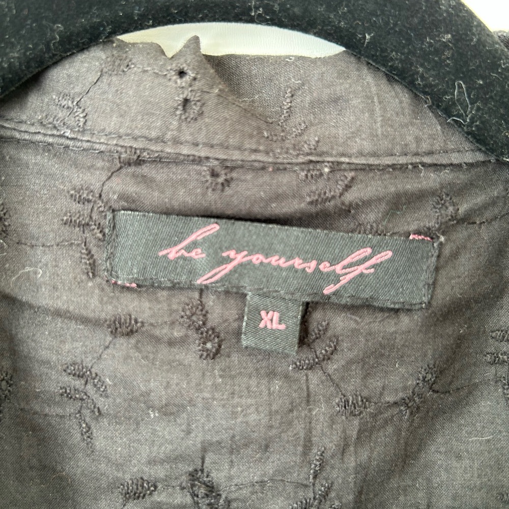 Black eyelet button up